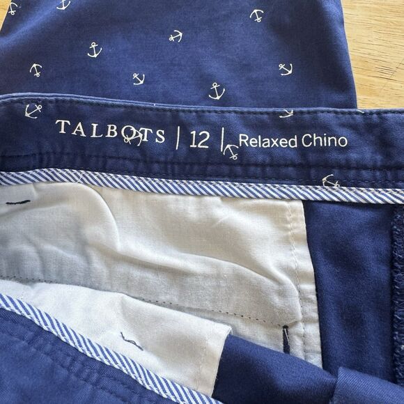 Talbot's Relaxed Chino Pant Size 12 Navy White Anchors Nautical Coastal PRISTINE - Picture 4 of 12